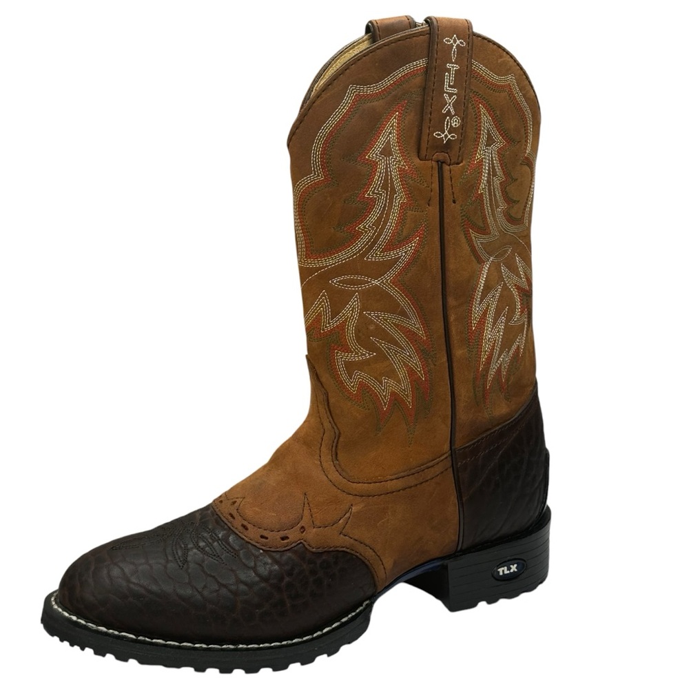 New Woman’s Tony Lama Leather Cowboy Boot Brown Embossed Reptile Size 8B